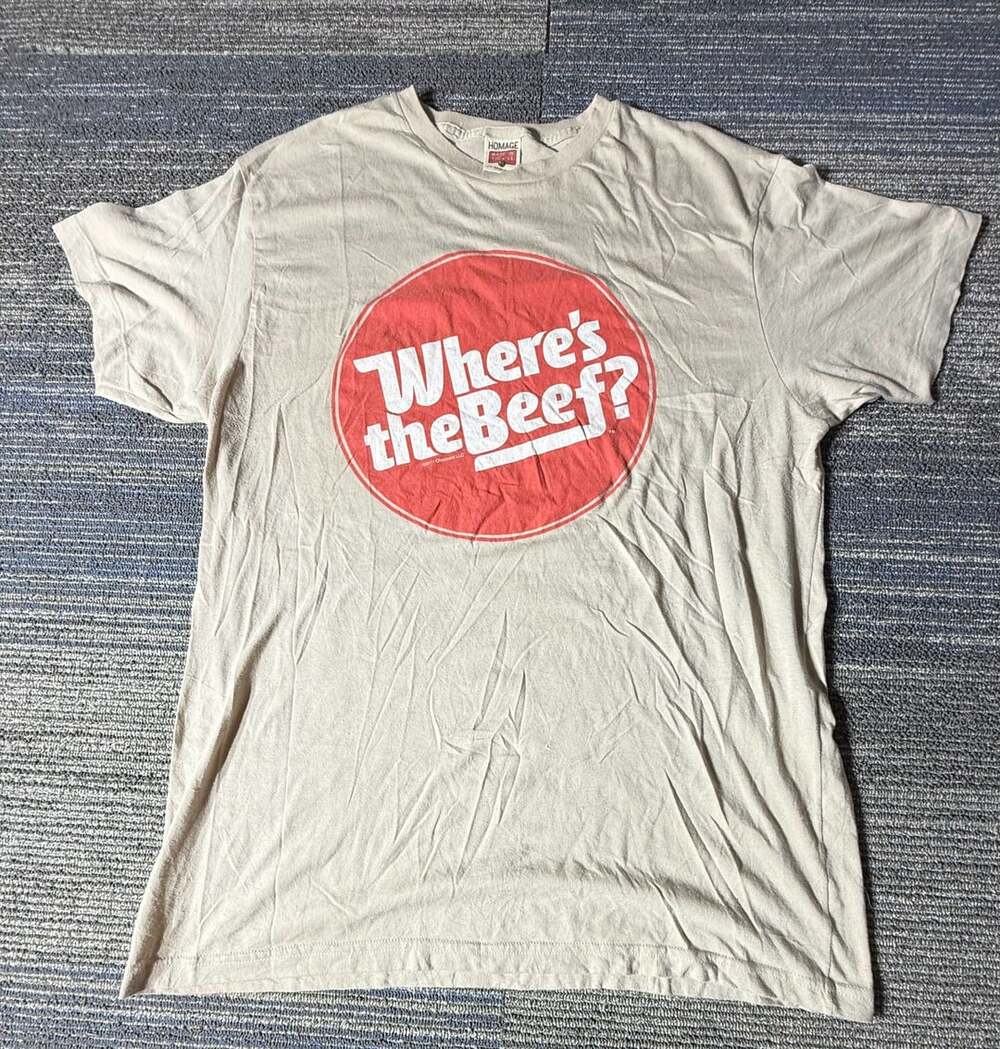 Homage Where's The Beef T-Shirt Size XL Gray Cotton Blend